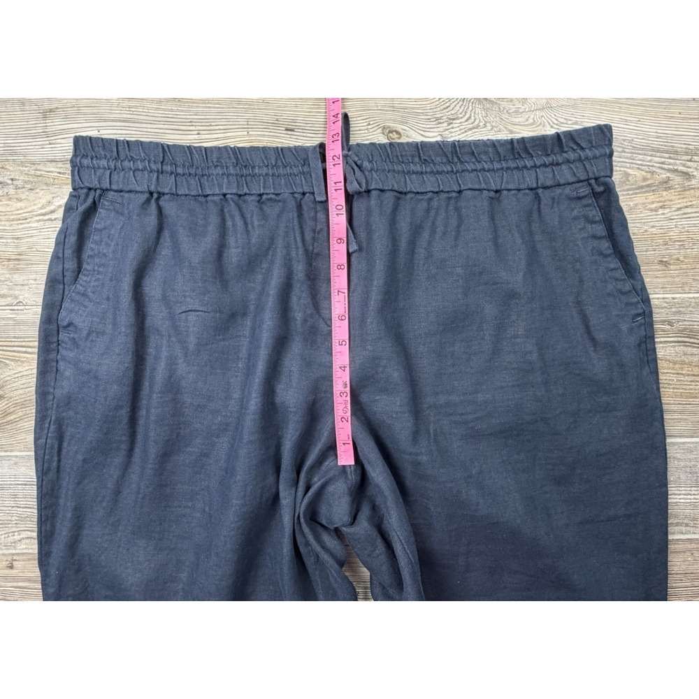Talbots Women's Crop Linen Pants Plus Size 18W Pull-On Navy Blue Elastic Waist - Picture 7 of 13